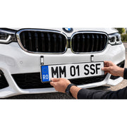 Set Suport Număr Auto Ultra Slim, 4 Bucăți pentru 2 Plăcuțe, Fără Ramă, Fixare Discretă