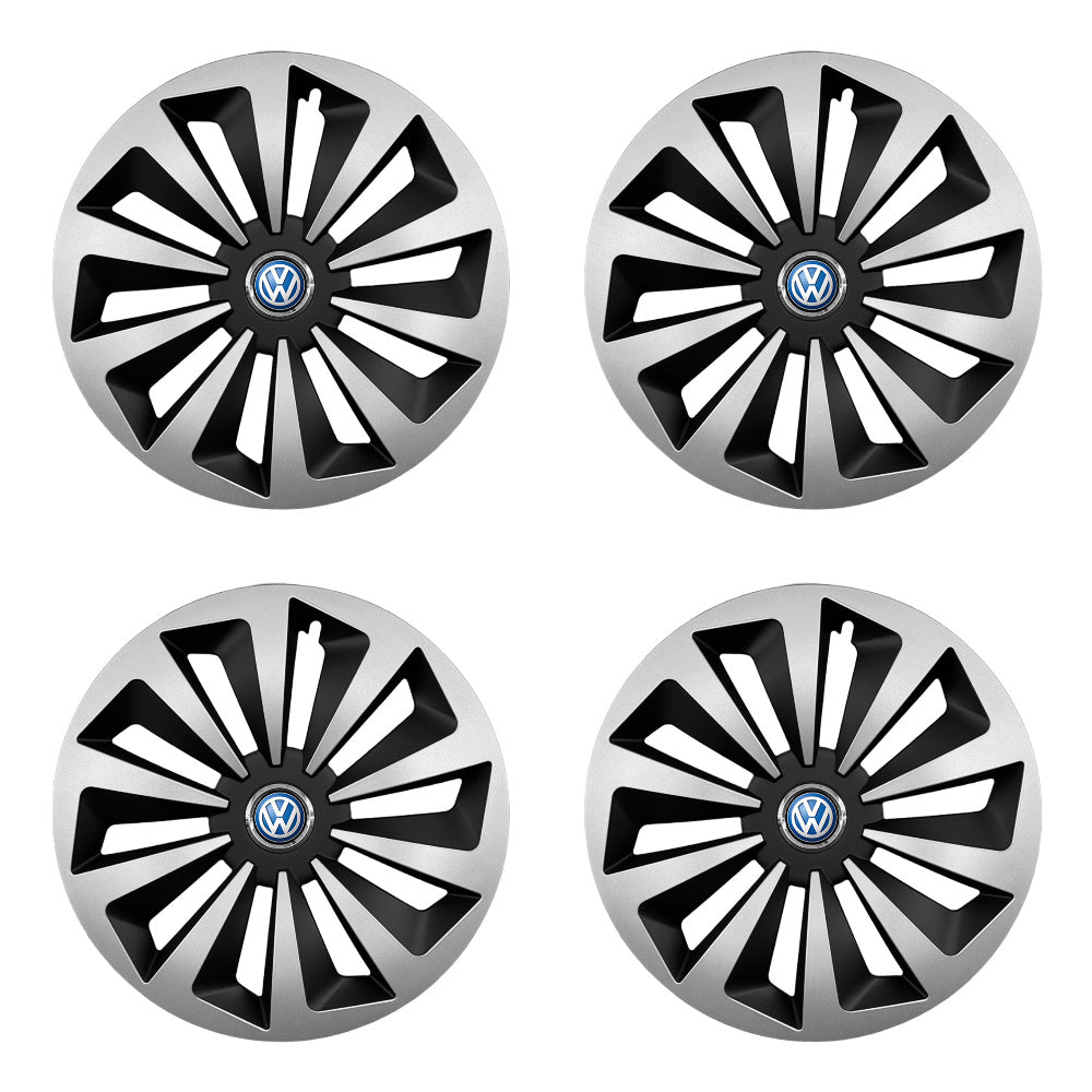 Set 4 capace 16 inch // Grafit FOX, compatibil cu gama auto Volkswagen, bi-color, Sigla Albastra (Copy)
