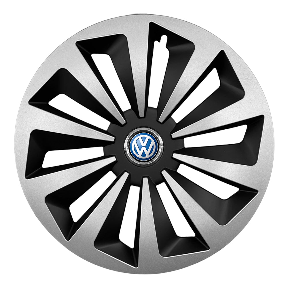 Set 4 capace 16 inch // Grafit FOX, compatibil cu gama auto Volkswagen, bi-color, Sigla Albastra (Copy)