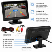 Display Monitor Auto LCD 11 cm, pentru Cameră Marșarier, 1024x600, 12V/24V AutoSSF®
