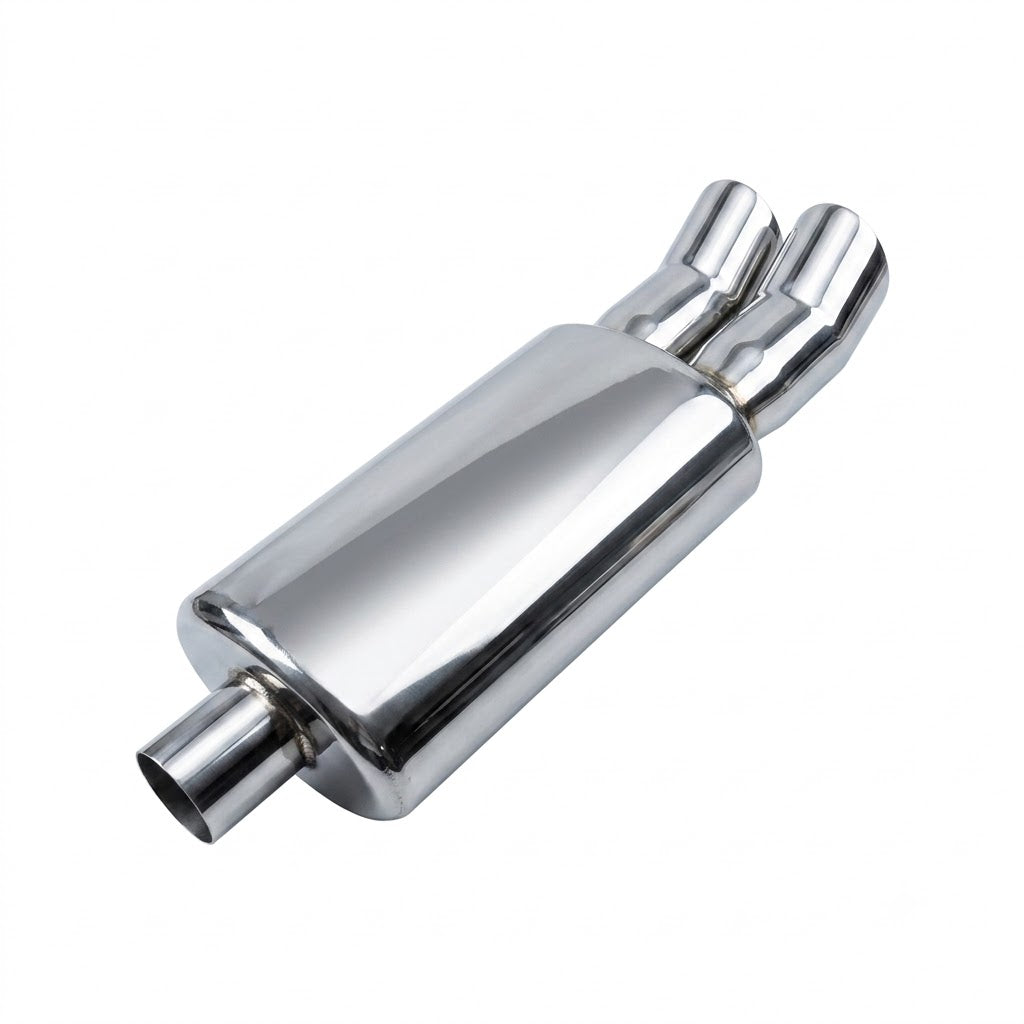 Tobă Sport Universală Curbata Cu Silencer AutoSSF – Evacuare Dublă din Oțel Inoxidabil