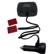 Adaptor / incarcator auto de tip priza ,3 Mufe ,VOLTMETRU,negru,caliate Premium,USB.120W,Cu led de indicare