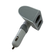 Adaptor/Incarcator AUTO triplu cu 2 mufe de bricheta si 2 USB,Cap flexibil ,ALB