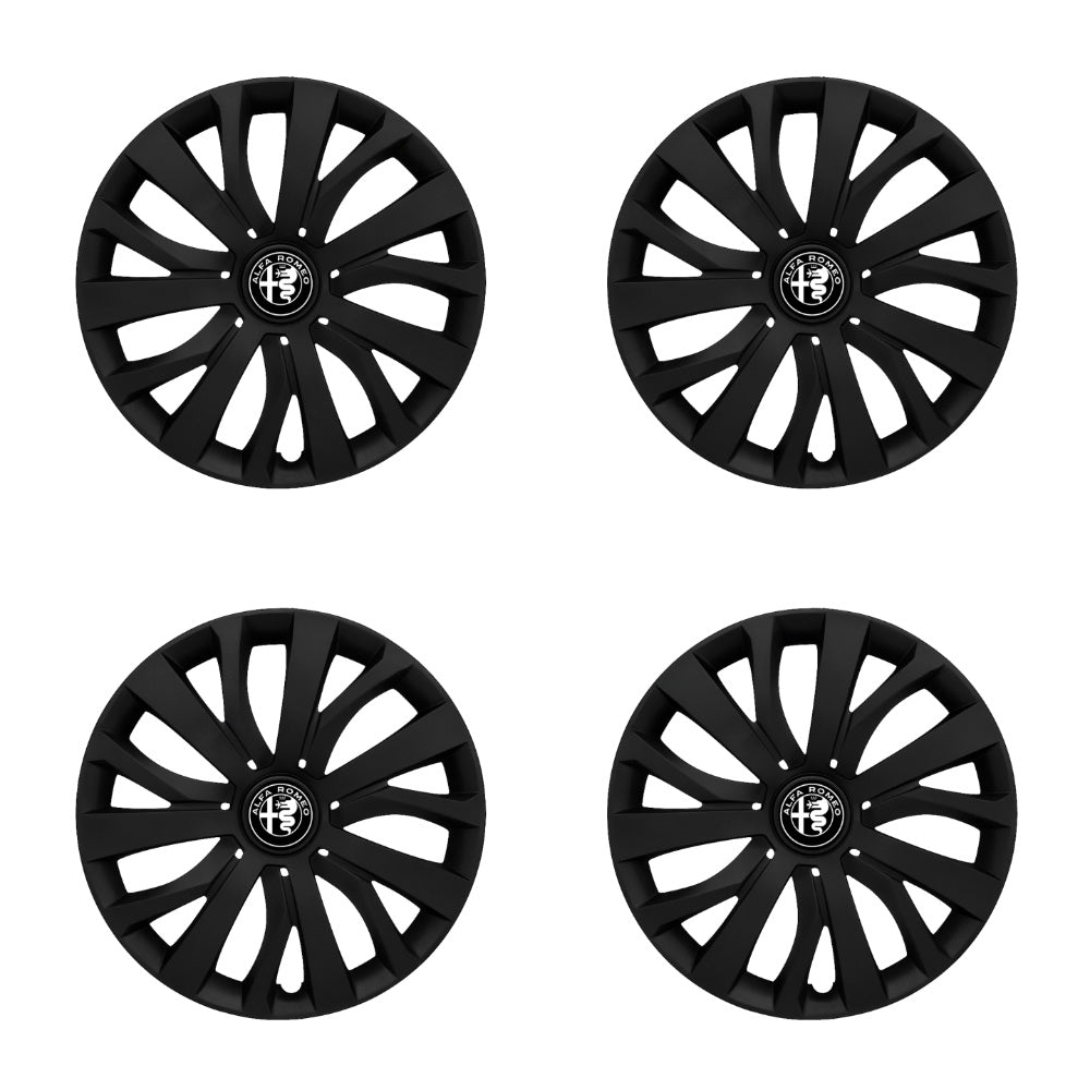 Set 4 capace roti potrivite jantelor de 15 inch compatibile ALFA ROMEO, Model - 345 Black Edition