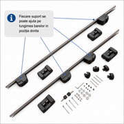 Set bare portbagaj aluminiu, compatibile DACIA Dokker Van 2012-prezent, AutoSSF®️ 009, 120 cm, profil aerodinamic, canal T, antifurt cu cheie, garnituri, sarcina 90 kg