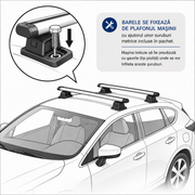 Set bare portbagaj aluminiu, compatibile DACIA Dokker Van 2012-prezent, AutoSSF®️ 009, 120 cm, profil aerodinamic, canal T, antifurt cu cheie, garnituri, sarcina 90 kg