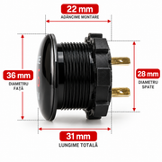Voltmetru Digital Auto LED Roșu, 12V-24V, Interval Măsurare 6-30V, Impermeabil, Protecție la Polaritate Inversă