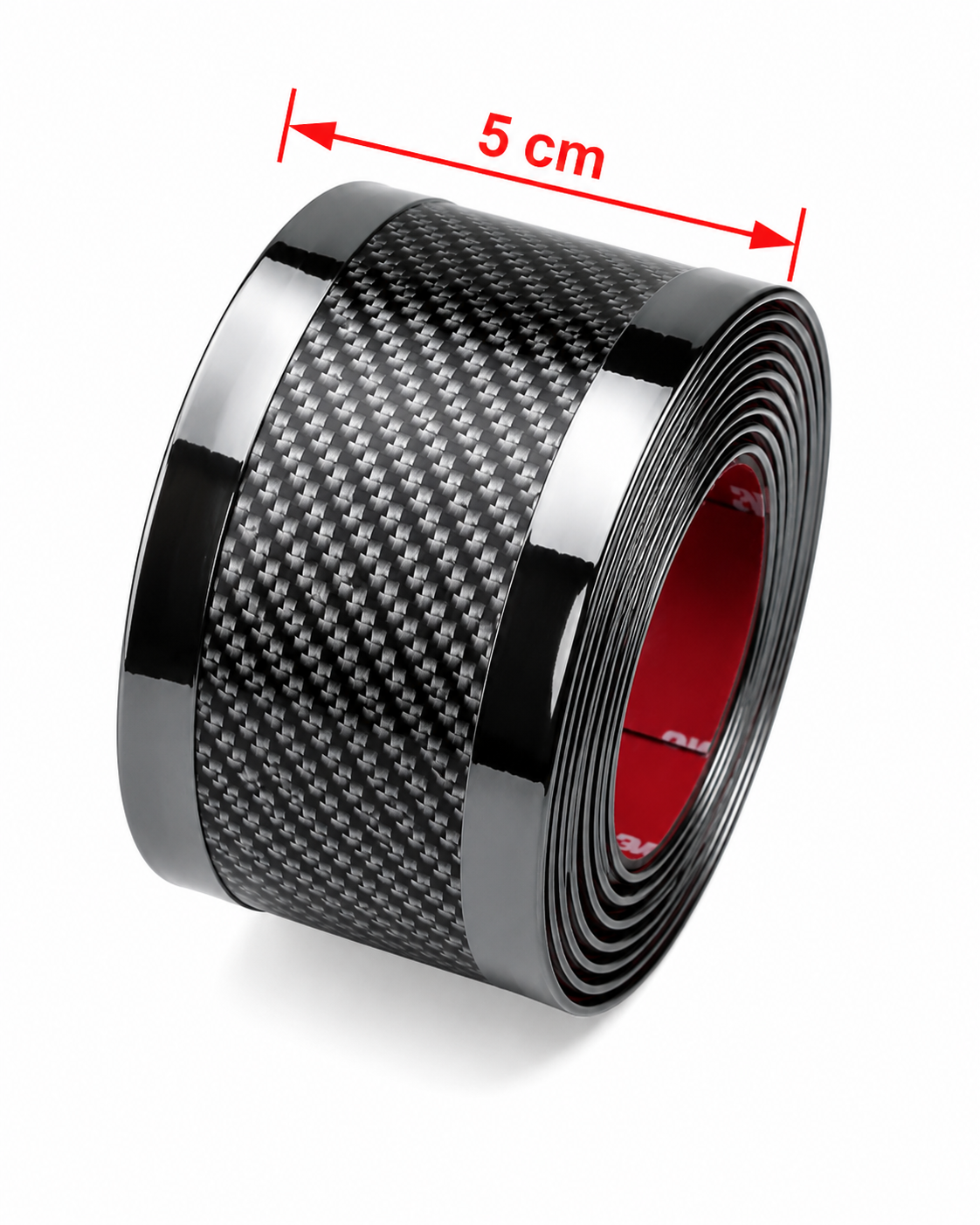 Bandă auto universală din carbon 5D, protecție exterioară, pentru praguri și uși, lățime 5cm, lungime 1M