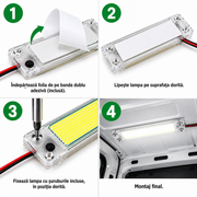 Plafonieră Auto LED COB, 12V-30V, 1900 lm, 25 cm, Lumină Alb Rece 6000K, Unghi 175°, pentru Dube, Camioane și Rulote, Gospodarie