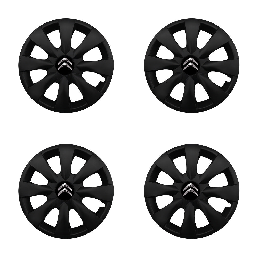 Set 4 capace roti potrivite jantelor de 15 inch compatibile CITROEN, Model - 316 Black Edition
