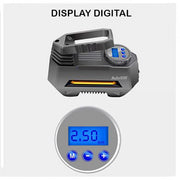 Compresor Auto 12V Dc-150 Psi, Putere nominala 120W, Manometru Digital,3 adaptoare valva incluse, Lanterna Led de urgenta, Silver