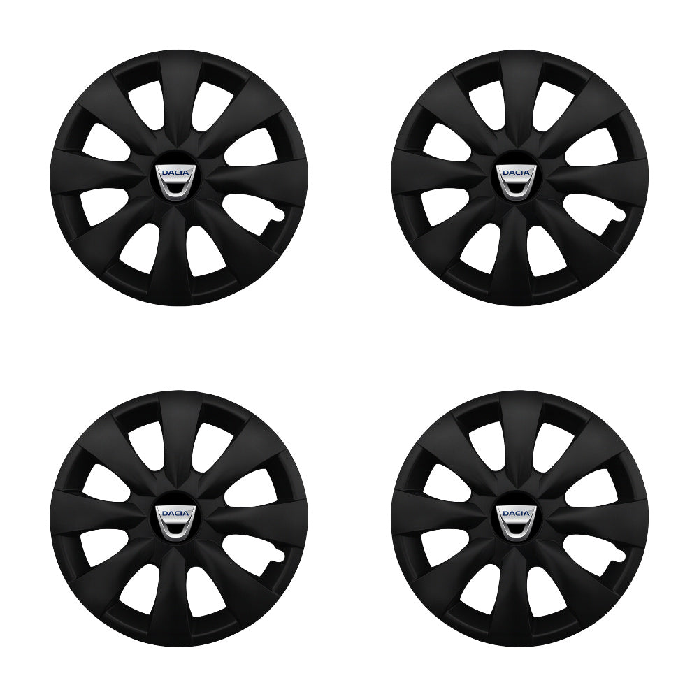 Set 4 capace roti potrivite jantelor de 15 inch compatibile DACIA, Model - 316 Black Edition