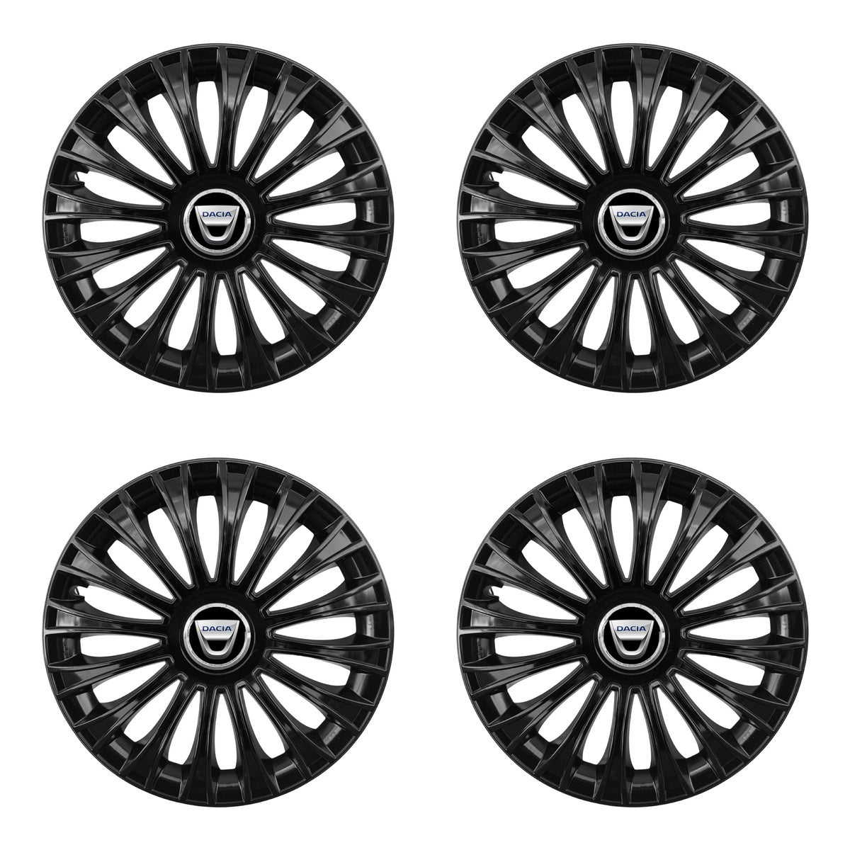 Set 4 capace 15 inch // DINO, compatibil cu gama auto DACIA,negru