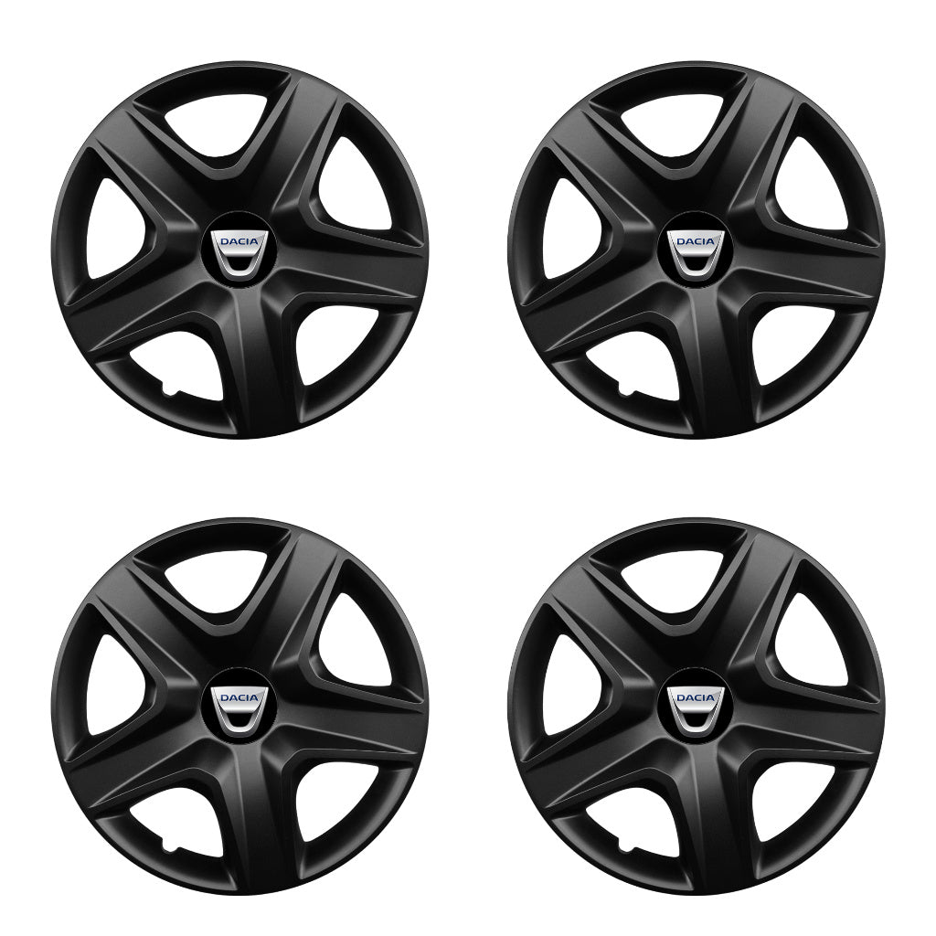 Set 4 capace roti potrivite jantelor de 15 inch compatibile DACIA, Model 340 Black