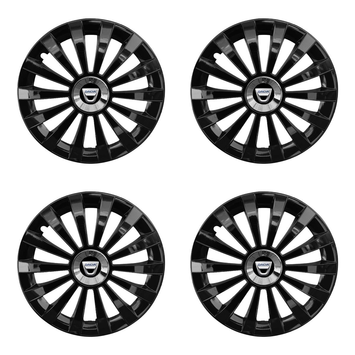 Set 4 capace 16 inch // MERIDIAN, compatibil cu gama auto DACIA ,negru