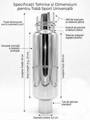 Tobă Sport Universală Auto & Moto, Full Chrome – Slash Cut, Silencer Reglabil, AutoSSF