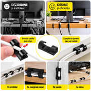 Set 4 Butelii Gaz Butan FLAMEX, 227 g/buc, pentru Aragaz Camping și Arzător, cu 20 Cleme Autoadezive pentru Organizarea și Fixarea Cablurilor, Negru