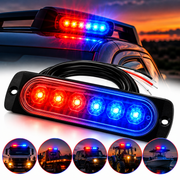 Stroboscop LED Roșu-Albastru, 6 LED-uri, 18W, 12V–24V, 15 Moduri Flash, IP65, Lumină de Avertizare pentru Platformă Auto, Camion, ATV și Utilaje