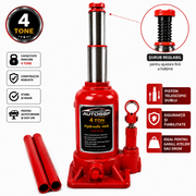 Cric Hidraulic cu 2 Pistoane, Capacitate 4 Tone, Piston Telescopic Dublu, 130–380 mm, AutoSSF®