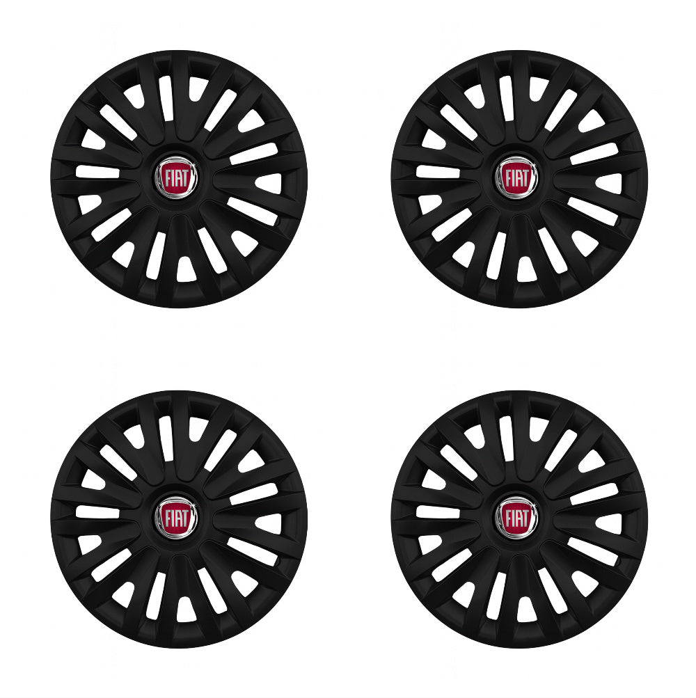 Set 4 capace roti potrivite jantelor de 16 inch compatibile FIAT, Model 412 Black