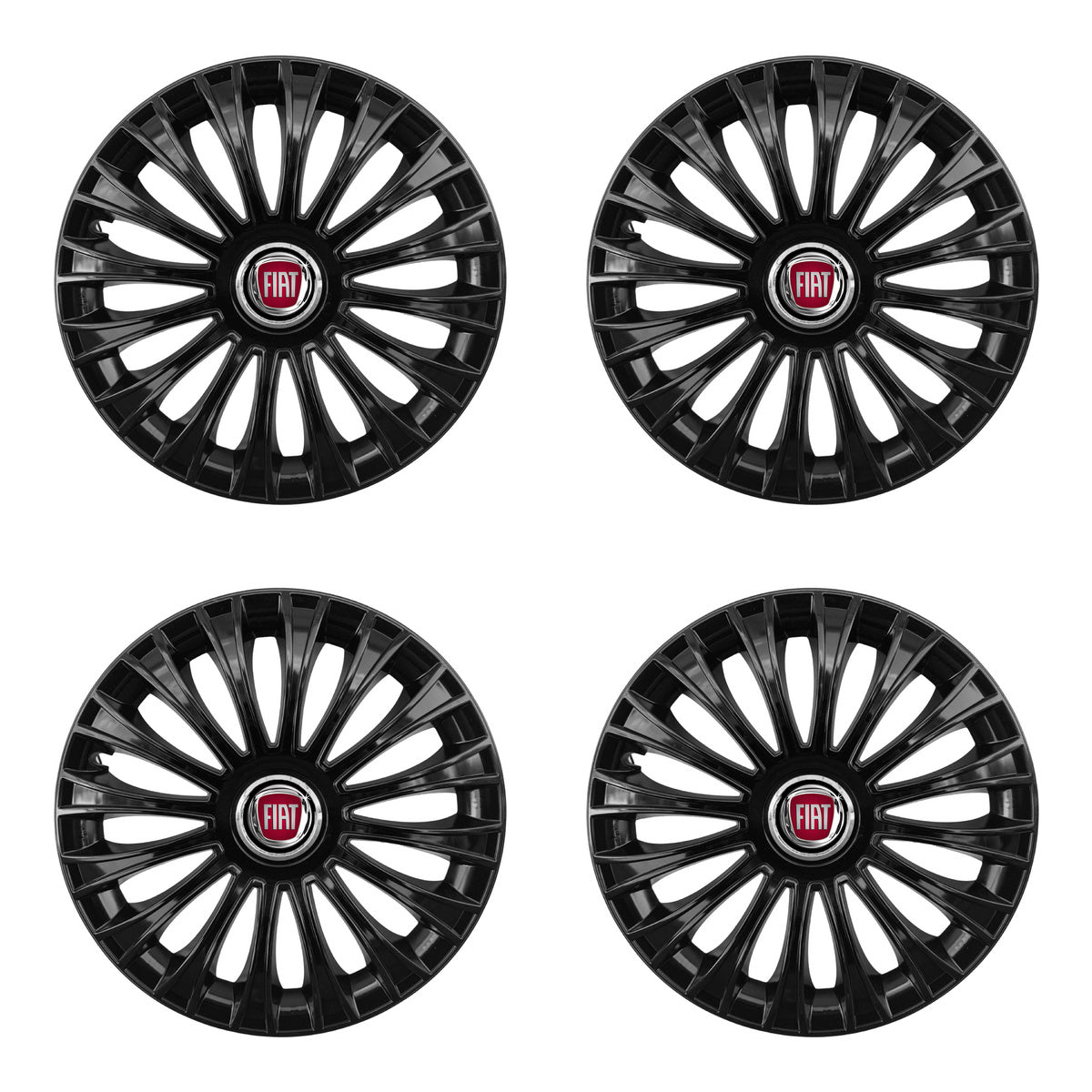 Set 4 capace 15 inch // DINO, compatibil cu gama auto FIAT,negru