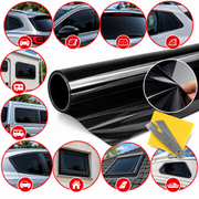 Folie Autoadezivă pentru Geamuri Auto, 5% VLT, Negru Foarte Închis, 300 x 50 cm, Folie Solară pentru Geamuri