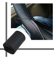 Husa pentru Volan din Piele Neagra cu Ac si Ata/ Marime 38