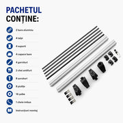 Set Bare Portbagaj Aluminiu, compatibile BMW X1 E84 2009-2015, Profil Aerodinamic WingBar, 120 Cm, Antifurt Cu Cheie, Garnituri, Sarcina 90 Kg