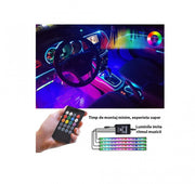KIT Banda LED auto RGB, lumini ambientale, telecomanda, jocuri lumini