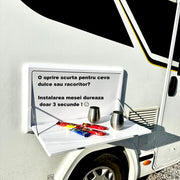 Masuta rulota, autorulota, caravan, AutoSSF® Smart Clip – Pliabilă, fără găurire, mereu pregătită, 80x45 cm, alb