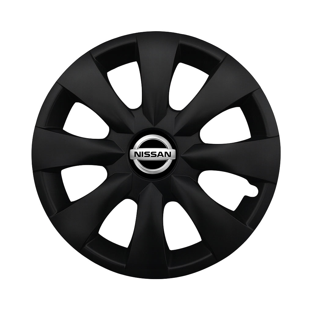 Set 4 capace roti potrivite jantelor de 15 inch compatibile NISSAN, Model - 316 Black Edition