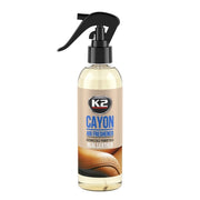 Odorizant auto premium K2 CAYON aroma REAL LEATHER , cu pulverizator, 250ml, 700 aplicari