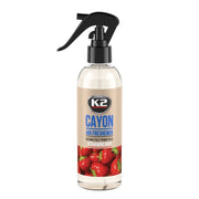 Odorizant auto premium K2 CAYON aroma STRAWBERRY, cu pulverizator, 250ml, 700 aplicari
