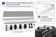 Set Bare Portbagaj Aluminiu, compatibile BMW X1 E84 2009-2015, Profil Aerodinamic WingBar, 120 Cm, Antifurt Cu Cheie, Garnituri, Sarcina 90 Kg