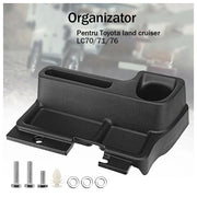 Organizator consola centrala Toyota Land Cruiser, LJ70, LJ71, LJ73. Spatiu depozitare si suport pahar, negru