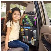 Organizator Lucruri Montat pe Scaun Auto, Compatibil cu Orice Masina, Suport de Tableta si Sticle , Negru