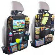 Organizator Lucruri Montat pe Scaun Auto, Compatibil cu Orice Masina, Suport de Tableta si Sticle , Negru
