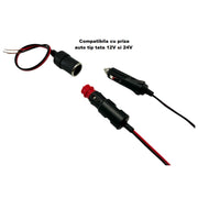 Mufa bricheta 12V, tip mama, 15A, lungime 30 cm, universal, cablu 2x1.5 mm