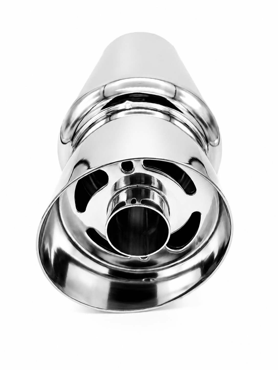 Tobă Sport Universală Auto & Moto cu Silencer Reglabil, Full Chrome – Slash Cut, AutoSSF