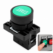 Buton Comandă START Industrial, Verde, cu Revenire Automată, Contact 1NO Normal Deschis, 400V, 10A, Seria LAY5