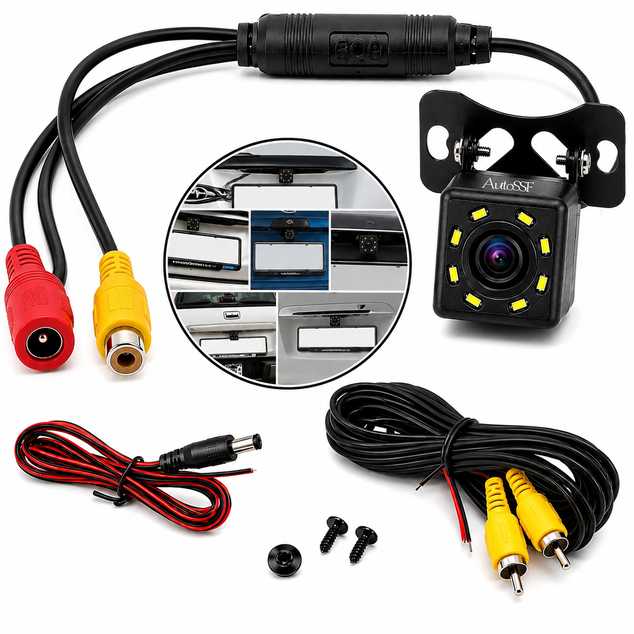 Cameră Marșarier Auto, 8 LED-uri IR, Vedere Nocturnă, 480 TVL, 793×493, IP67, 12V, Unghi 120°, Cablu Video 6 m AutoSSF®