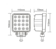 Proiector LED auto offroad Flexzon 48W 12V-24V, 1440 lumeni, patrat, spot beam 30°