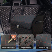 Organizator portbagaj auto Premium AutoSSF®️, Multifunctional, Pliabil, Rezistent, Manere Laterale, Prindere cu catarame, 2 compartimente mari, 53x31x30 cm, Rosu Negru