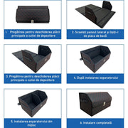 Organizator portbagaj auto Premium AutoSSF®️, Multifunctional, Pliabil, Rezistent, Manere Laterale, Prindere cu catarame, 2 compartimente mari, 53x31x30 cm, Rosu Negru
