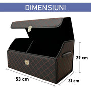 Organizator portbagaj auto Premium AutoSSF®️, Multifunctional, Pliabil, Rezistent, Manere Laterale, Prindere cu catarame, 2 compartimente mari, 53x31x30 cm, Rosu Negru
