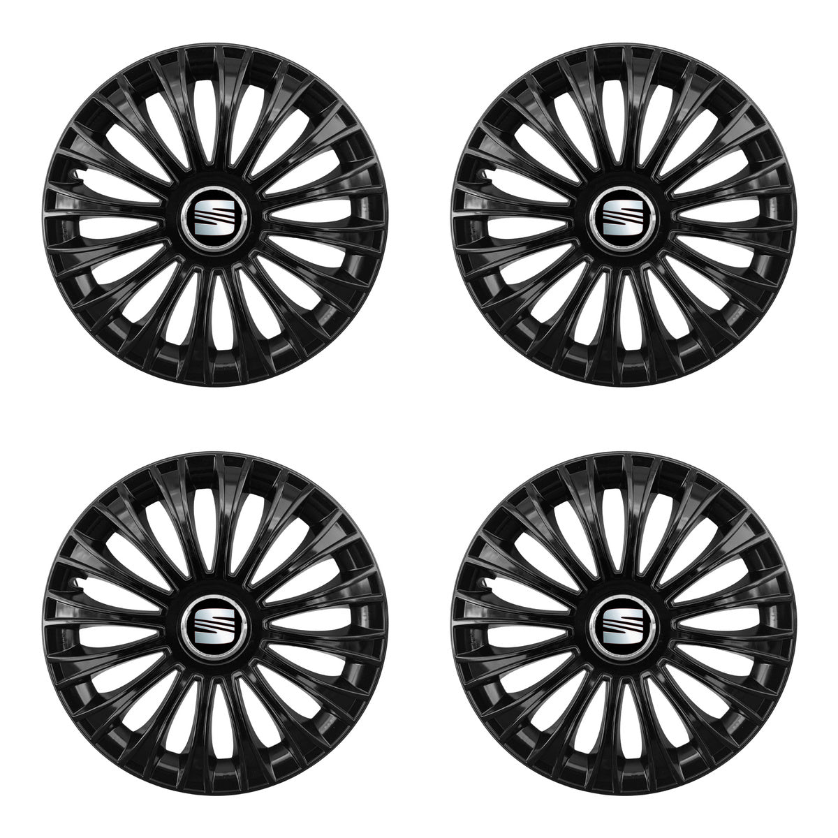 Set 4 capace 16 inch // DINO, compatibil cu gama auto SEAT,negru