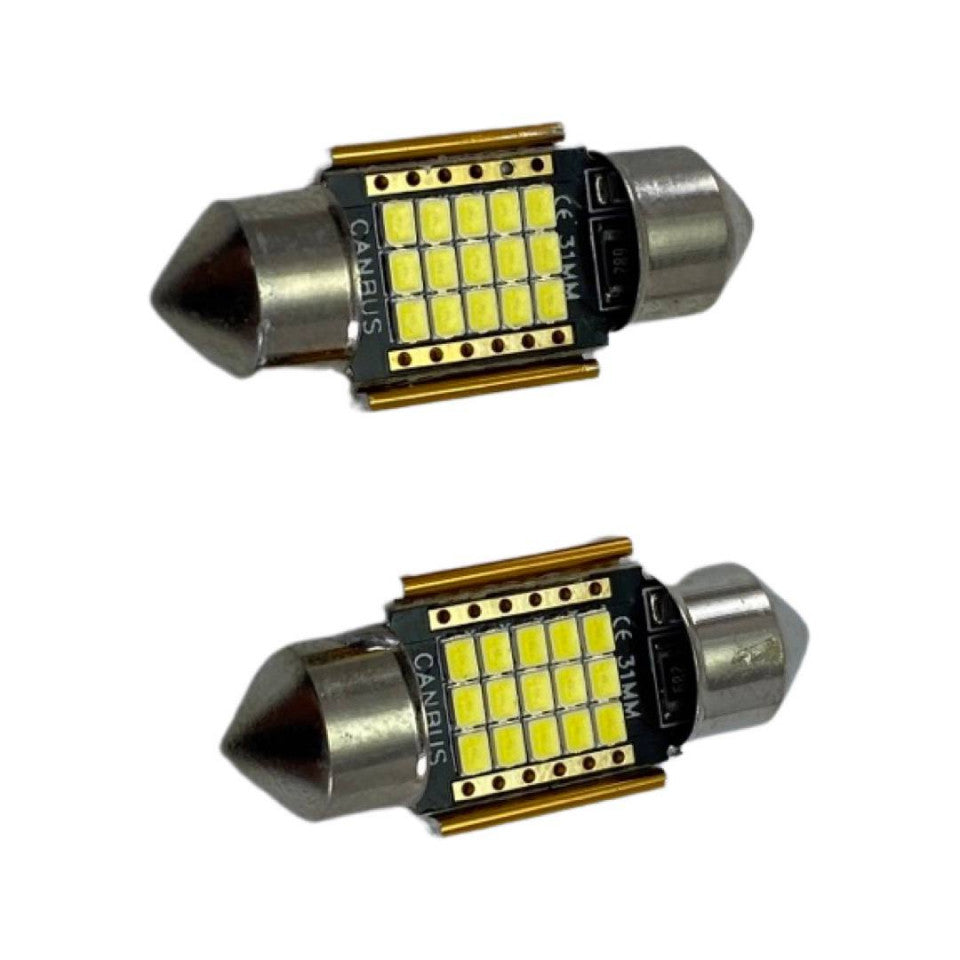Set 2 becuri LED auto C5W sofit Ultra Bright pentru bec numar, plafoniere, portbagaj, lumina alba 6000k,15 SMD,CANBUS