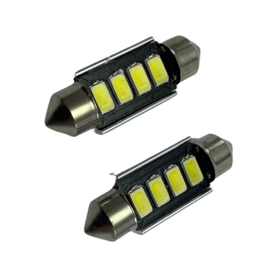 Set 2 becuri LED auto C5W sofit UltraBright pentru bec numar, plafoniere, portbagaj, lumina alba 6000k