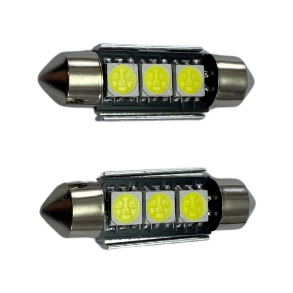Set 2 becuri LED auto C5W sofit UltraBright pentru bec numar, plafoniere, portbagaj, lumina alba 6000k,3 LEDURI,CANBUS