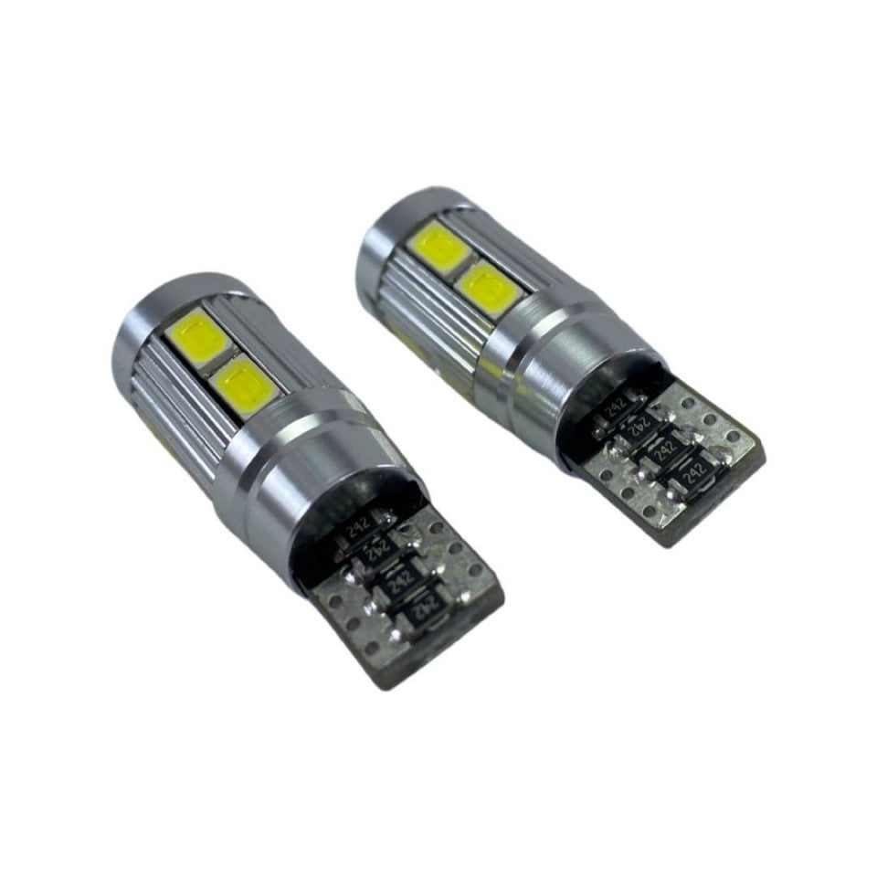 Set 2 becuri LED auto T10 W5W UltraBright pentru pozitie, plafoniere, portbagaj, lumina alba 6000k,10 LEDURI,CANBUS
